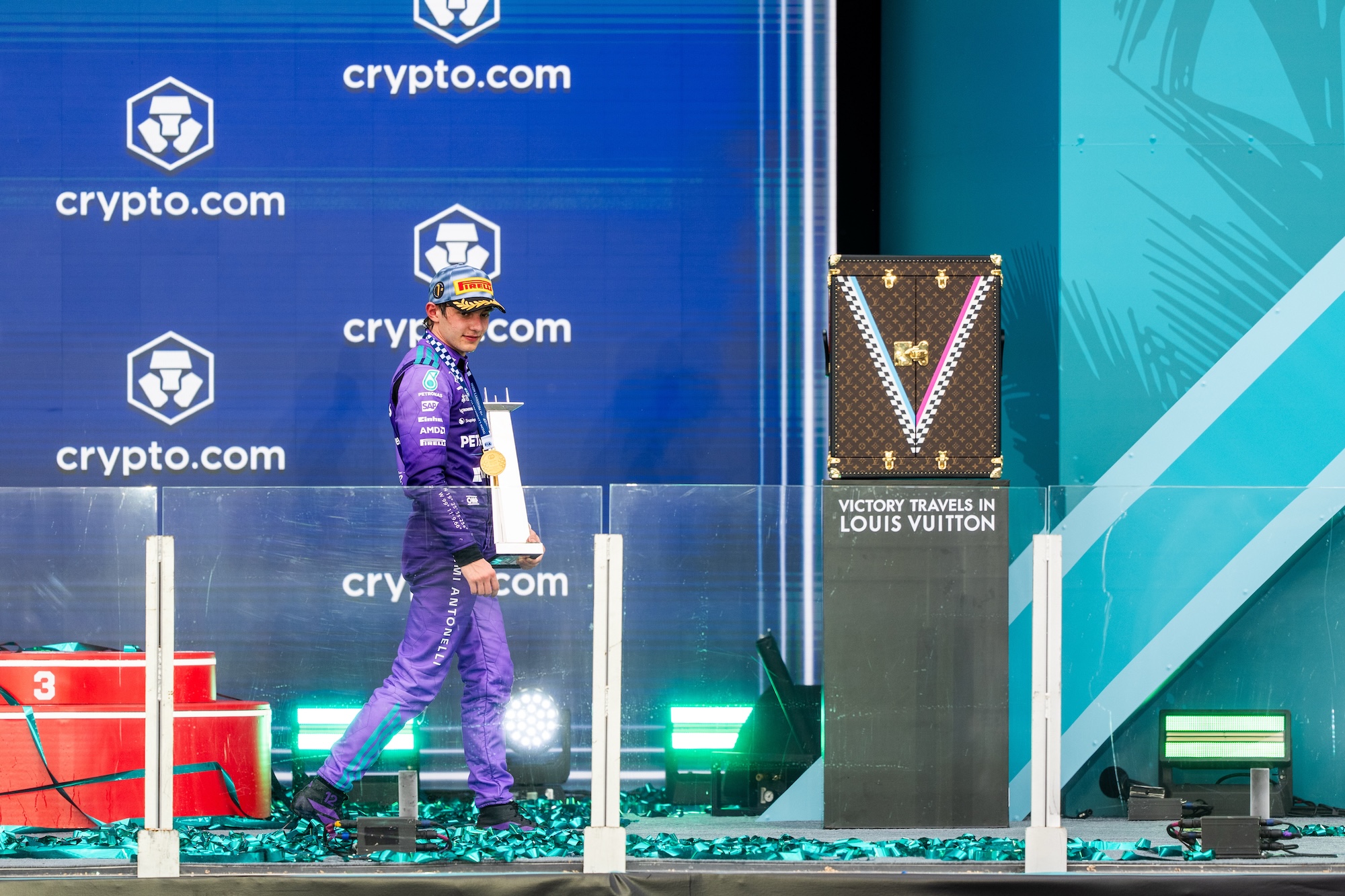 Kimi Antonelli Wins in Miami, Trophy Presented by Louis Vuitton