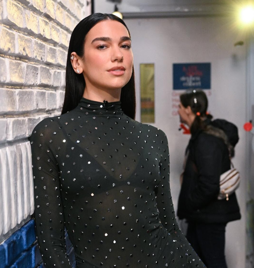 Dua Lipa Sparkles in ALAÏA on Late Show with Stephen Colbert